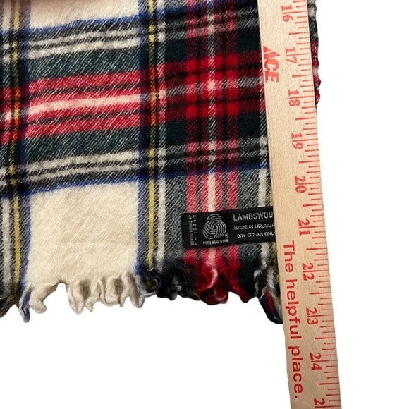 Vintage Lambswool Tartan Scarf Made In Uruguay - Picture 4 of 5
